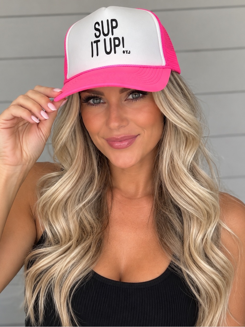 Pink and White Trucker Hat - Women's Casual Cap
